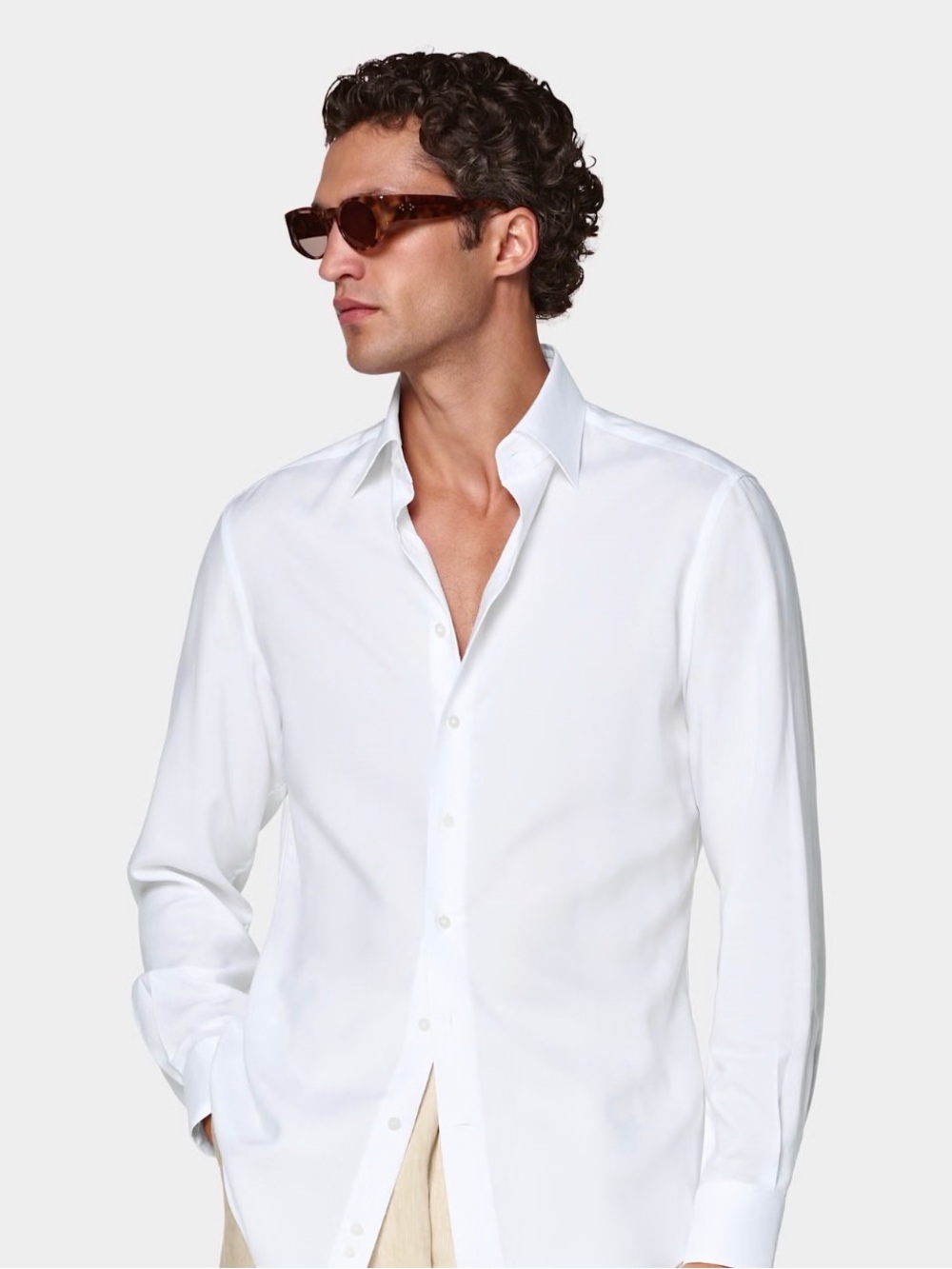 SUITSUPPLY Classic White Long-Sleeve Men's Dress Shirt